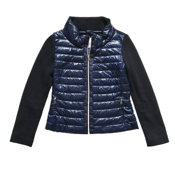 NEW Amina Rubinacci Puffer Down Filled Jacket Coat Womens 40 Small Navy Blue Zip - Picture 1 of 11